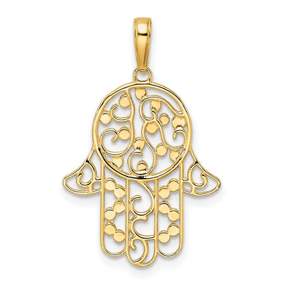 14k Yellow u0026 Rhodium Gold u0026 White Rhodium D/C Fancy Hamsa Pendant