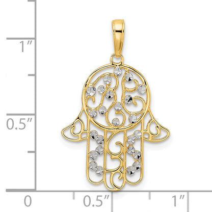 14k Yellow u0026 Rhodium Gold u0026 White Rhodium D/C Fancy Hamsa Pendant
