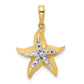 14k Yellow & Rhodium Gold and White Rhodium Diamond-cut Starfish Pendant