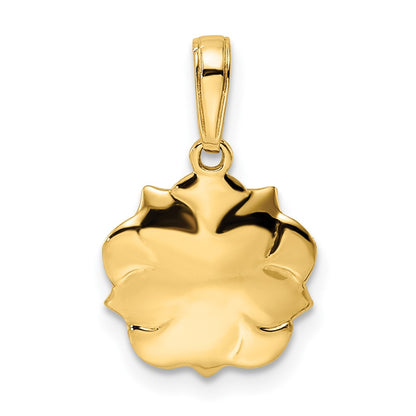 14k Yellow & Rhodium Gold and White Rhodium Diamond-cut Flower Pendant