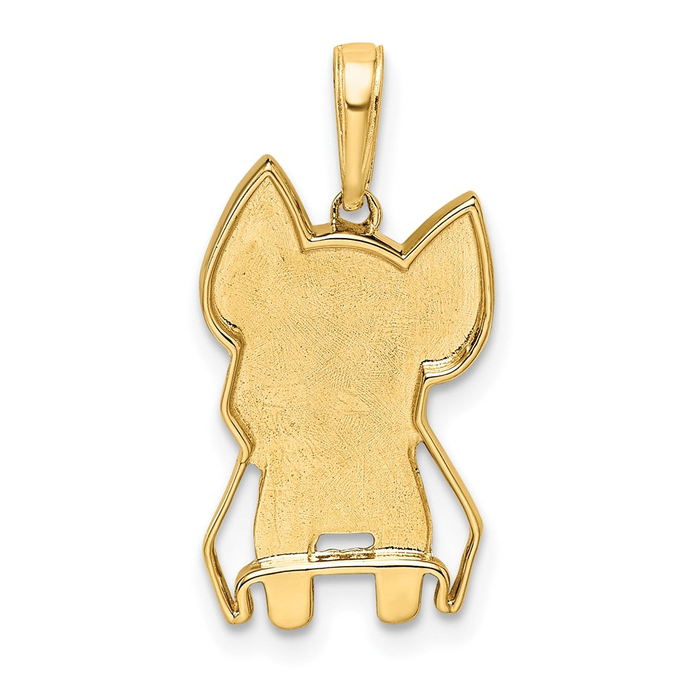 14k Yellow & Rhodium Gold and White Rhodium Diamond-cut Scottie Dog Pendant
