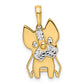 14k Yellow & Rhodium Gold and White Rhodium Diamond-cut Scottie Dog Pendant