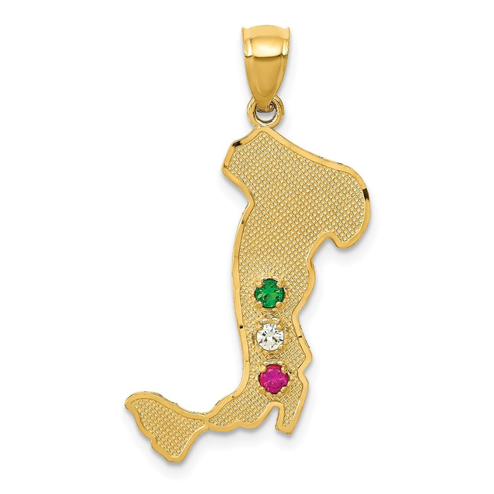 14k Yellow Gold Italy w/Emerald Ruby and CZ Stones Charm