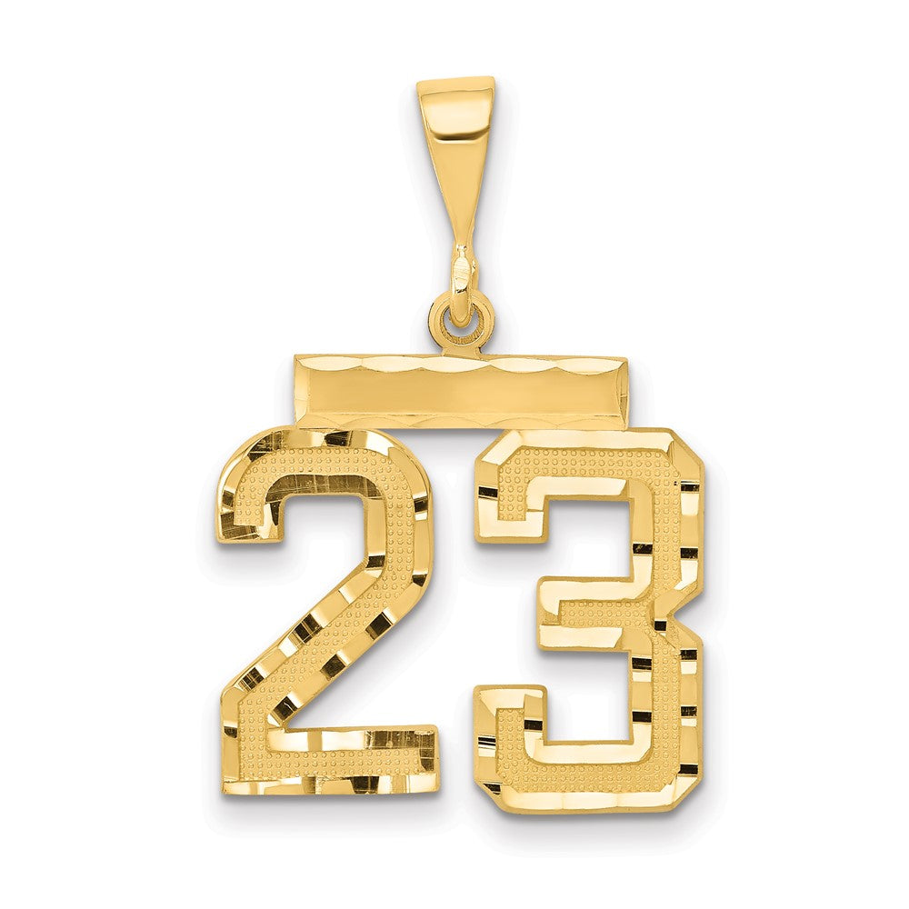 14k Yellow Gold Medium Diamond-cut Number 23 Charm