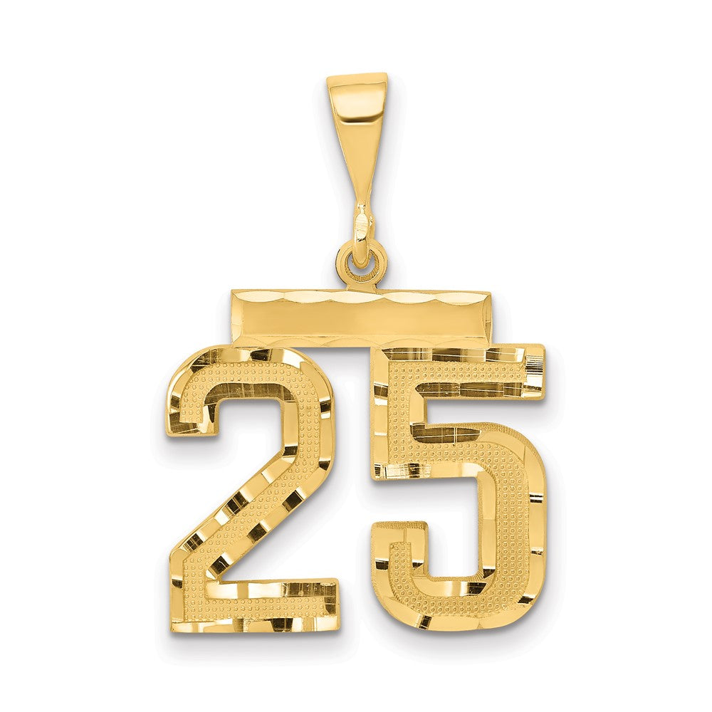 14k Yellow Gold Medium Diamond-cut Number 25 Charm