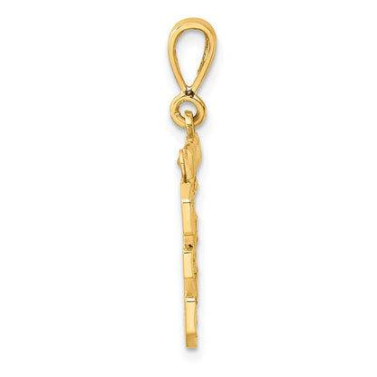 14k Yellow Gold Medium Diamond-cut Number 35 Charm