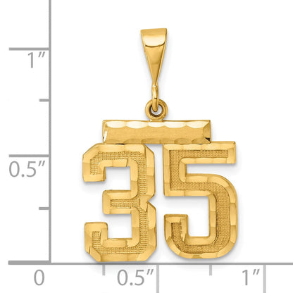 14k Yellow Gold Medium Diamond-cut Number 35 Charm