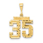 14k Yellow Gold Medium Diamond-cut Number 35 Charm