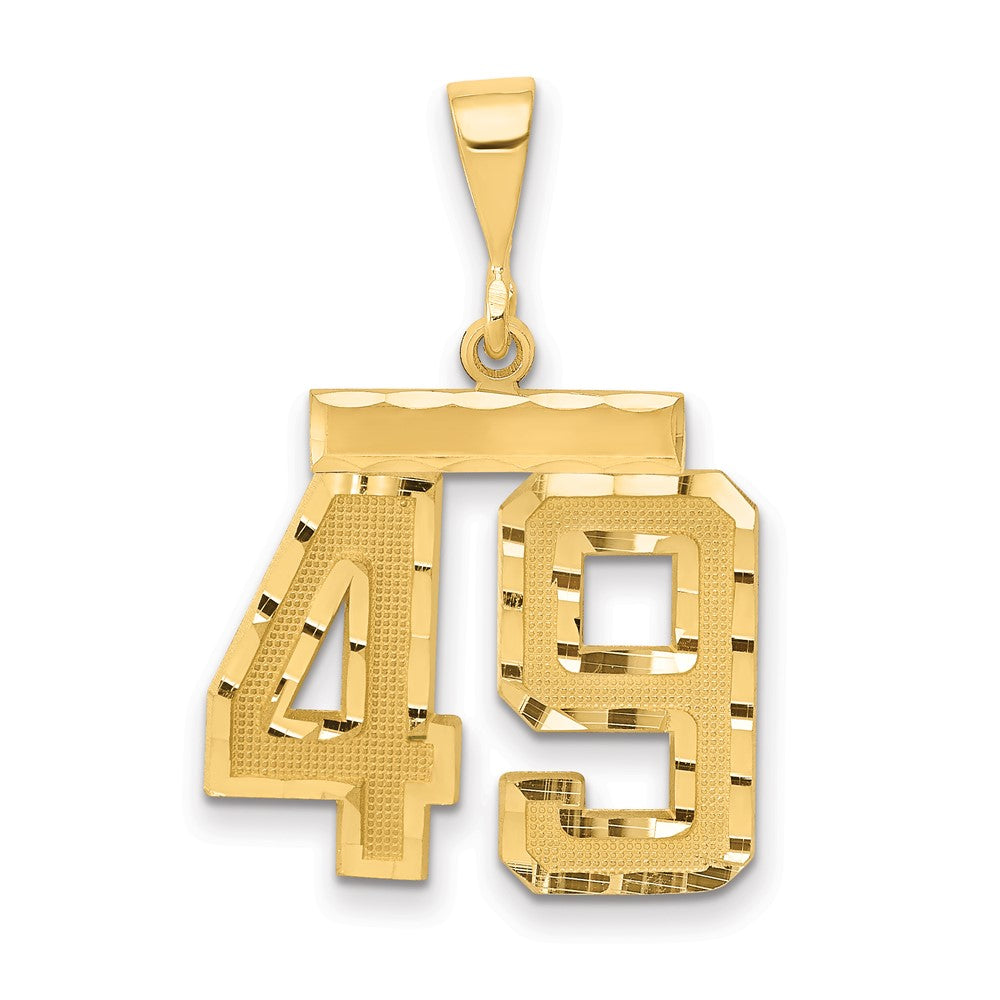 14k Yellow Gold Medium Diamond-cut Number 49 Charm