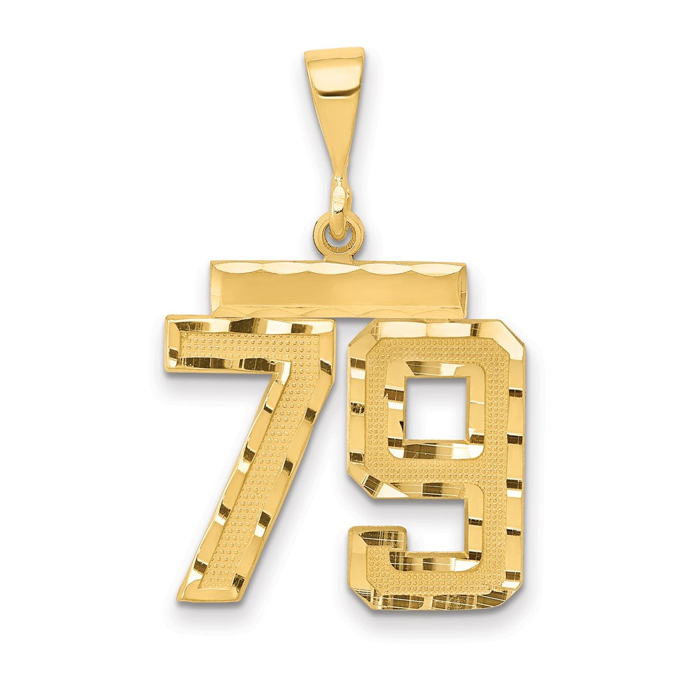 14k Yellow Gold Medium Diamond-cut Number 79 Charm