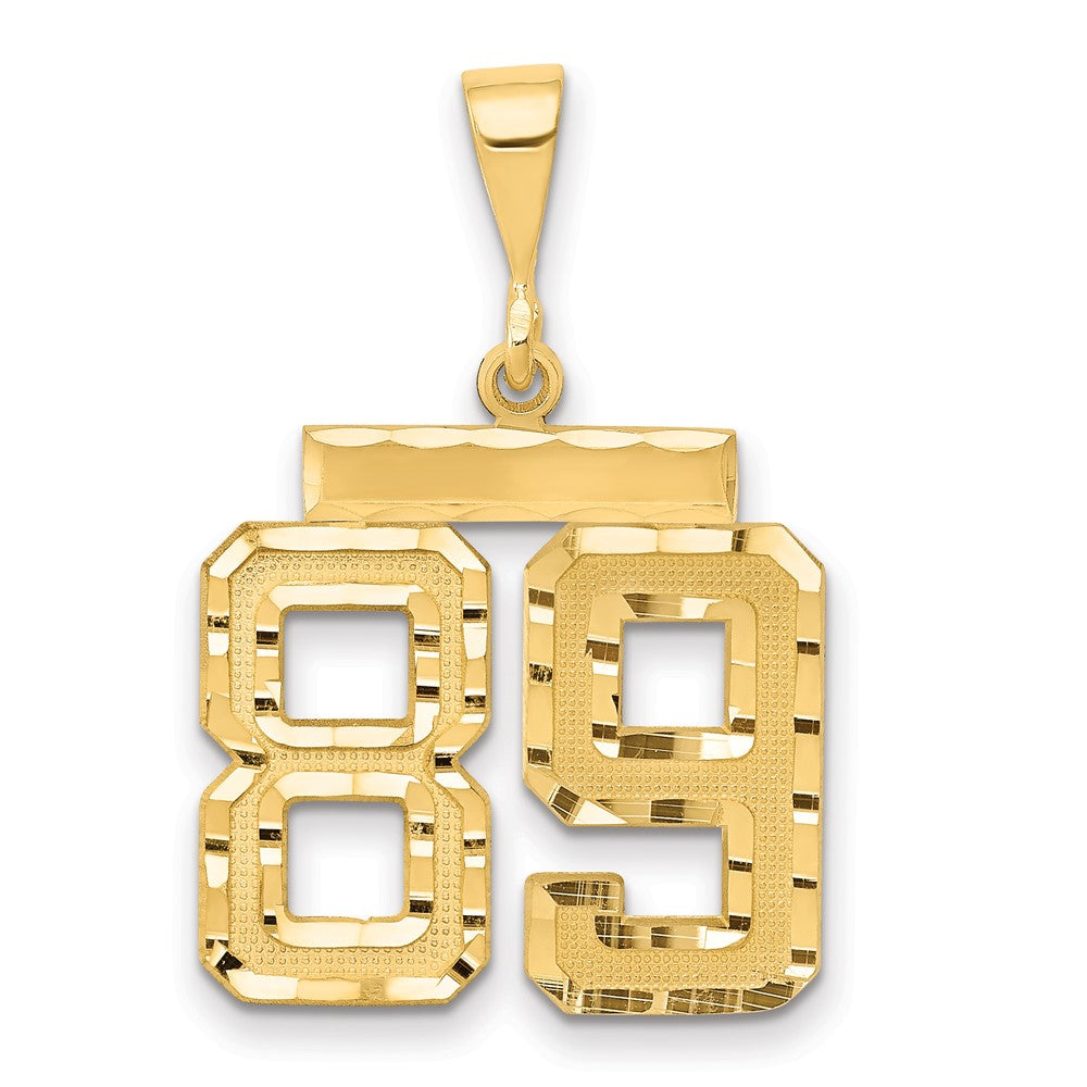 14k Yellow Gold Medium Diamond-cut Number 89 Charm