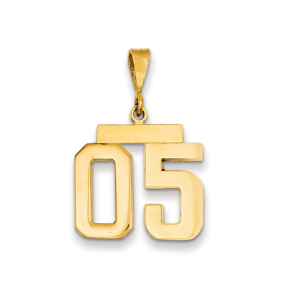 14k Yellow Gold Medium Polished Number 05 on Top Charm