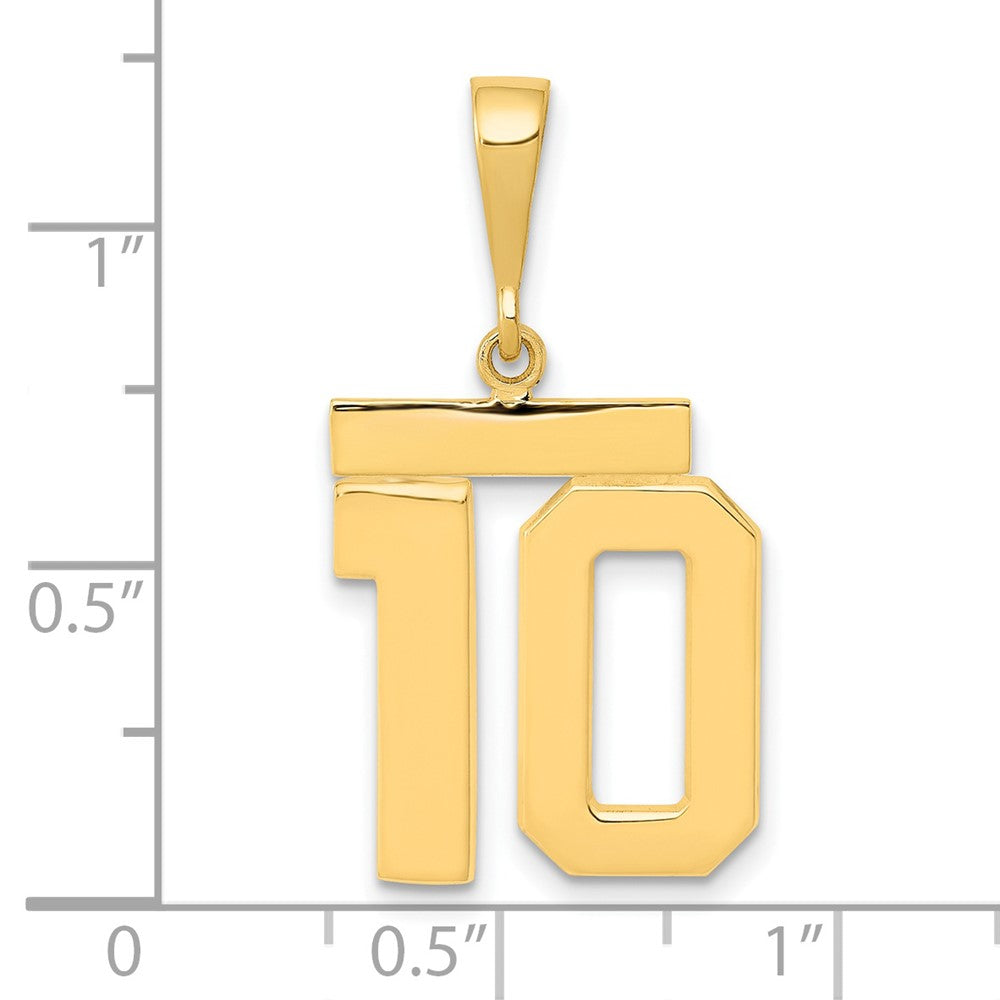 14k Yellow Gold Medium Polished Number 10 Charm