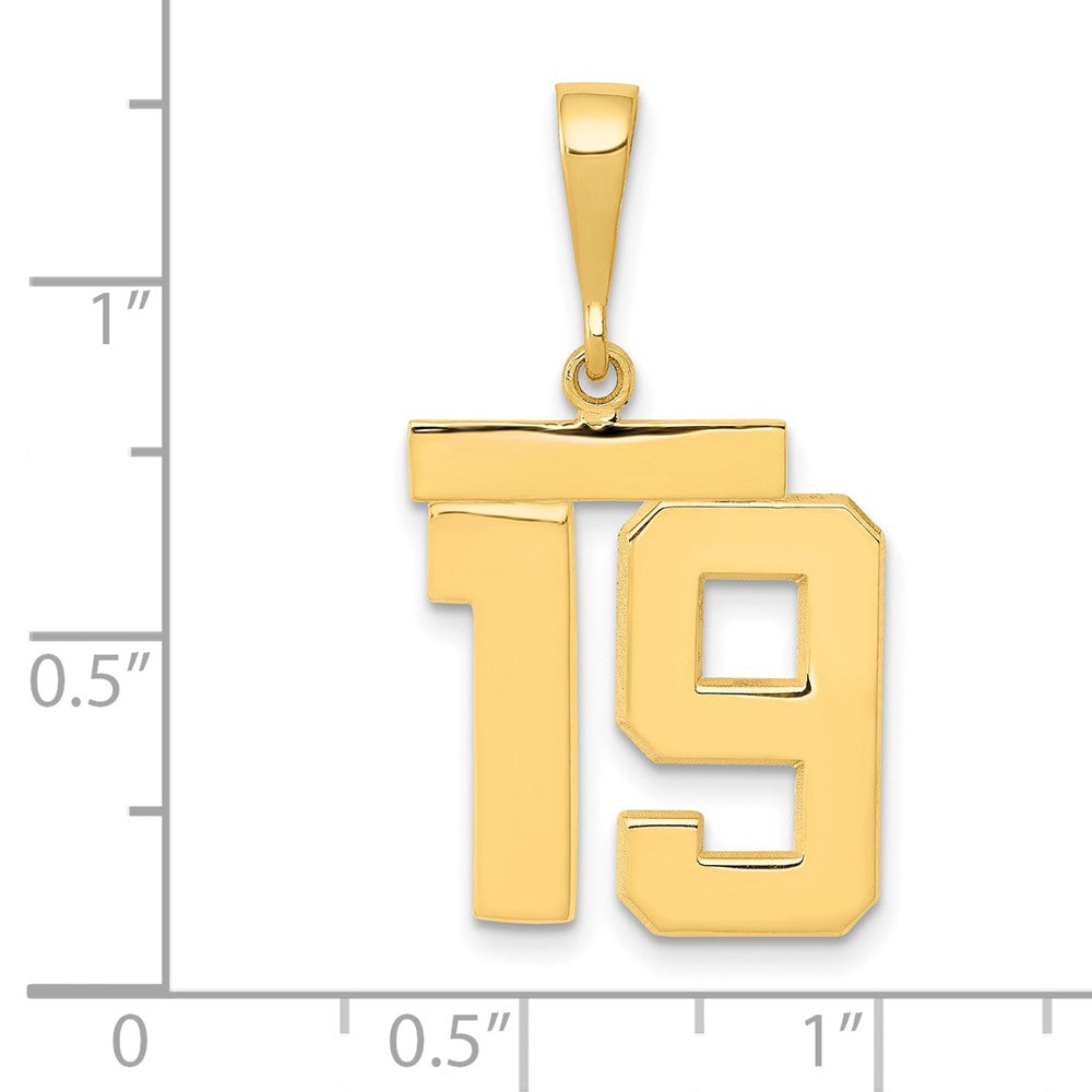14k Yellow Gold Medium Polished Number 19 Charm