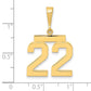 14k Yellow Gold Medium Polished Number 22 Charm