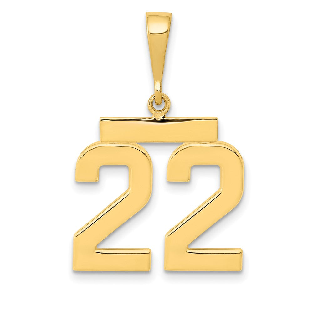 14k Yellow Gold Medium Polished Number 22 Charm