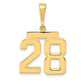 14k Yellow Gold Medium Polished Number 28 Charm