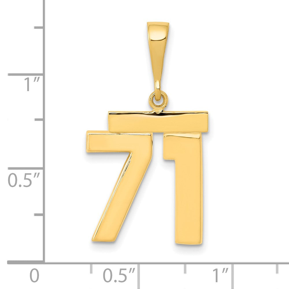 14k Yellow Gold Medium Polished Number 71 Charm