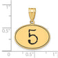 14k Yellow Gold Polished Number 5 Black Enamel Oval Pendant