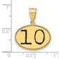 14k Yellow Gold Polished Number 10 Black Enamel Oval Pendant