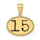 14k Yellow Gold Polished Number 15 Black Enamel Oval Pendant