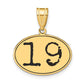 14k Yellow Gold Polished Number 19 Black Enamel Oval Pendant