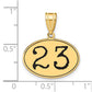 14k Yellow Gold Polished Number 23 Black Enamel Oval Pendant
