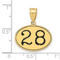 14k Yellow Gold Polished Number 28 Black Enamel Oval Pendant