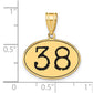 14k Yellow Gold Polished Number 38 Black Enamel Oval Pendant