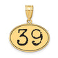 14k Yellow Gold Polished Number 39 Black Enamel Oval Pendant