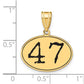 14k Yellow Gold Polished Number 47 Black Enamel Oval Pendant