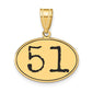 14k Yellow Gold Polished Number 51 Black Enamel Oval Pendant
