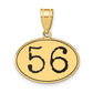 14k Yellow Gold Polished Number 56 Black Enamel Oval Pendant