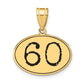 14k Yellow Gold Polished Number 60 Black Enamel Oval Pendant