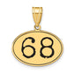 14k Yellow Gold Polished Number 68 Black Enamel Oval Pendant