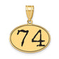 14k Yellow Gold Polished Number 74 Black Enamel Oval Pendant