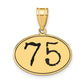 14k Yellow Gold Polished Number 75 Black Enamel Oval Pendant