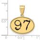 14k Yellow Gold Polished Number 97 Black Enamel Oval Pendant