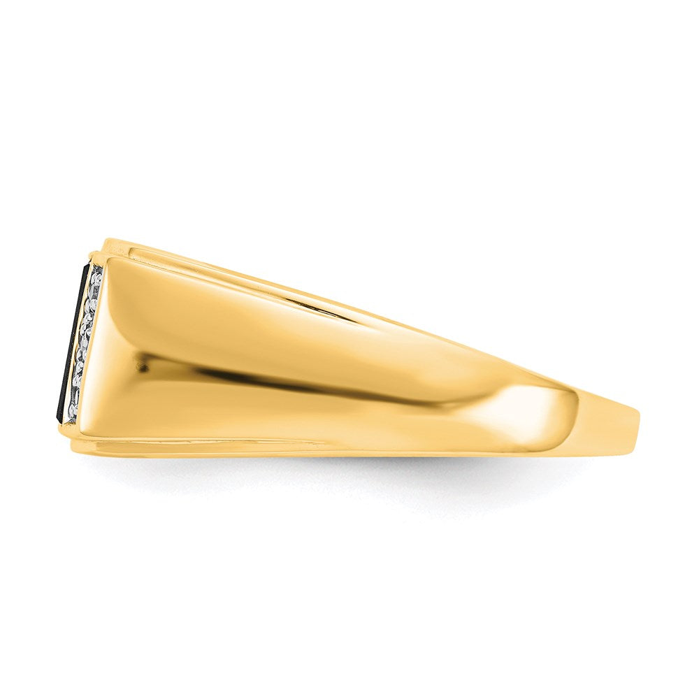 14K Yellow Gold Onyx u0026 A Quality Real Diamond Mens Ring