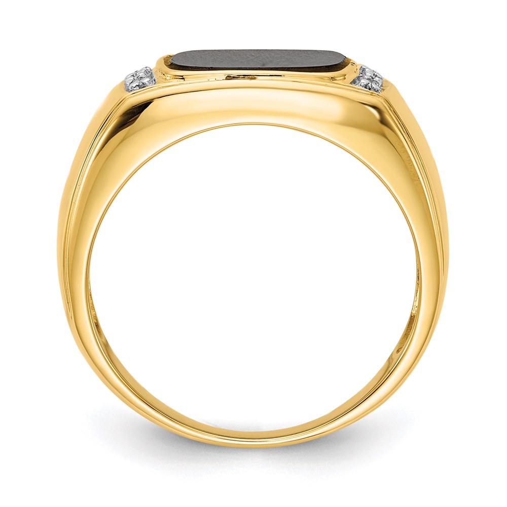 14K Yellow Gold Onyx u0026 A Quality Real Diamond Mens Ring
