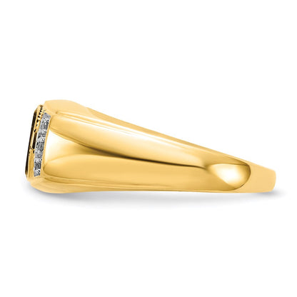 14K Yellow Gold Onyx u0026 A Quality Real Diamond Mens Ring