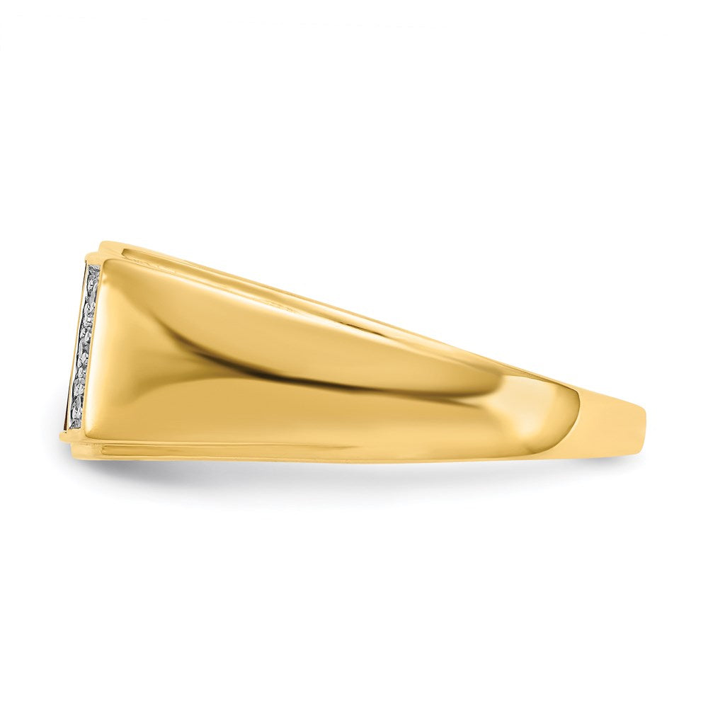 14K Yellow Gold Tigers Eye u0026 A Quality Real Diamond Mens Ring