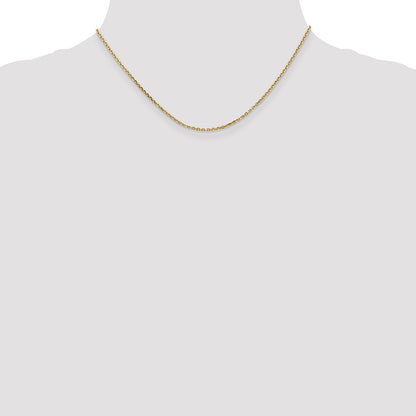 14K Yellow Gold 16 inch 1.65mm Solid Diamond-cut Cable with Lobster Clasp Chain Necklace