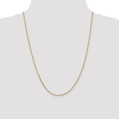 14K Yellow Gold 24 inch 1.65mm Solid Diamond-cut Cable with Lobster Clasp Chain Necklace