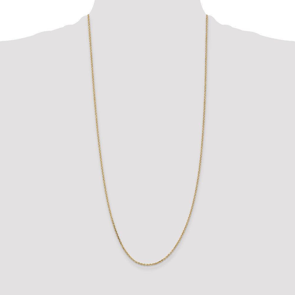 14K Yellow Gold 30 inch 1.65mm Solid Diamond-cut Cable with Lobster Clasp Chain Necklace