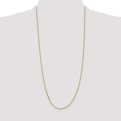 14K Yellow Gold 30 inch 1.65mm Solid Diamond-cut Cable with Lobster Clasp Chain Necklace