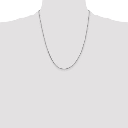 14K White Gold 22 inch 1.65mm Diamond-cut Cable with Lobster Clasp Chain Necklace