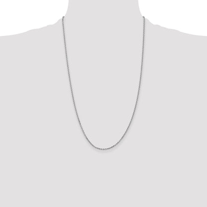 14K White Gold 26 inch 1.65mm Diamond-cut Cable with Lobster Clasp Chain Necklace