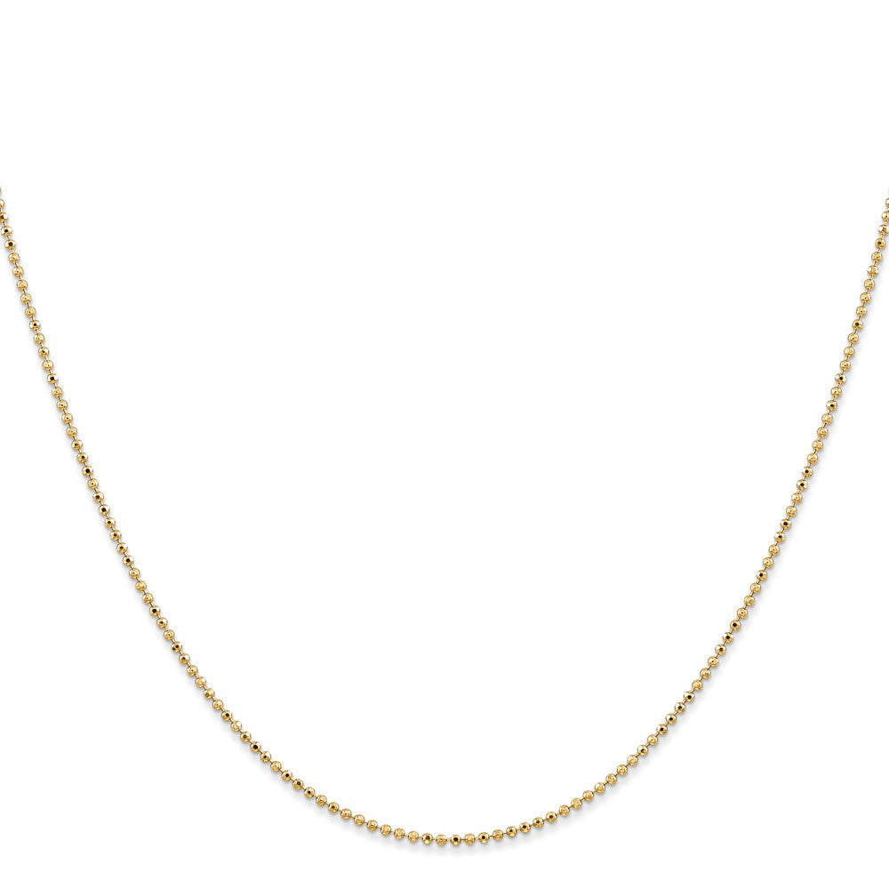 14K Yellow Gold 16 inch 1.2mm Diamond-cut Beaded with Lobter Clasp Pendant Chain Necklace