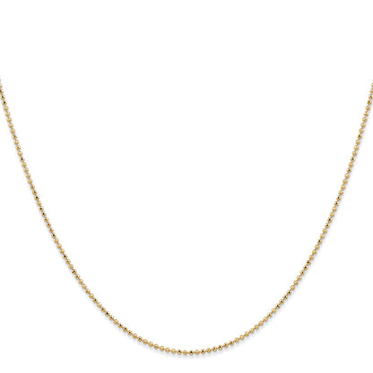 14K Yellow Gold 14 inch 1.2mm Diamond-cut Beaded with Lobter Clasp Pendant Children Necklace Chain Necklace
